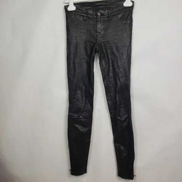 J Brand lambskin skinny pants with ankle zip - Picture 2 of 11